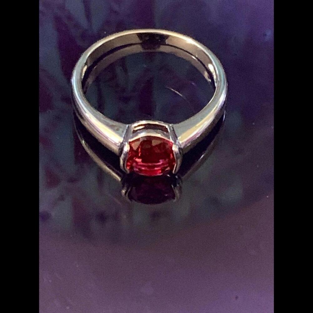 Elegant Ruby Red Ring in Silver Setting